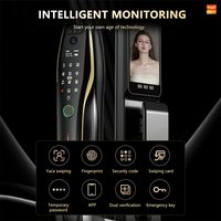 Serrure de porte intelligente WiFi Tuya entièrement automatique avec reconnaissance faciale, code, carte-clé et données cloud pour portes en aluminium/bois