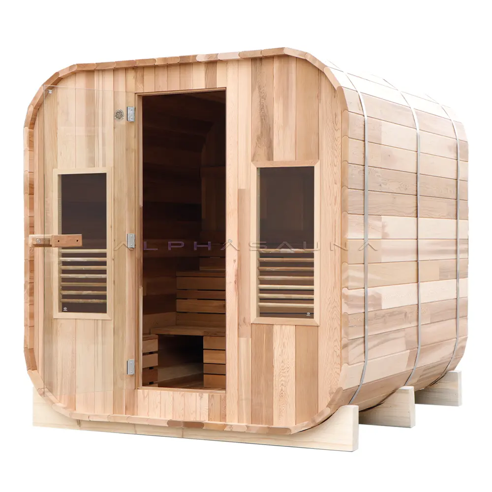 Nuova Sauna all'aperto del barilotto della cabina della stanza di legno del cedro rosso canadese puro per le esportazioni