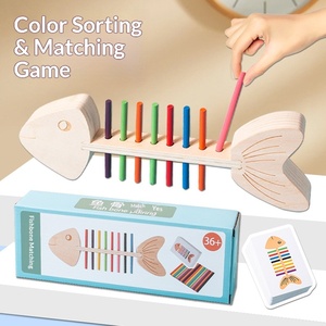 Giocattolo Educativo Montessori in Legno per l'Apprendimento Precoce dei Colori e l'Abbinamento a Forma di Lisca di Pesce per <span class=keywords><strong>Bambini</strong></span> - Product Image 2