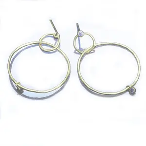 厂家直销时尚手工制作 22k 镀金吊坠珠宝耳环，带吊坠的线耳环