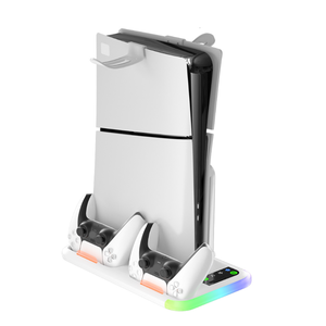 Stazione di Ricarica con Supporto + Ventola di Raffreddamento per Console PS5 Slim/Pro e <span class=keywords><strong>Controller</strong></span>, Base di Ricarica con Luce LED RGB - Product Image 5
