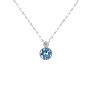 Модные ювелирные изделия из стерлингового серебра S925 пробы, кулон с камнем-талисманом в виде океана, женское ожерелье с кристаллами
