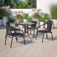 Chaise en rotin bois empilable, caisse de Patio en osier, satan, paon, pouvant servir de paon, pour extérieur ou salle à manger, avec bras, 3 pièces