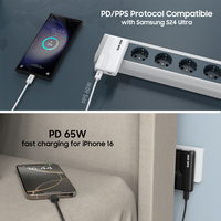 Adaptateur de voyage 65W convertible double type C, chargeur rapide EU US UK GaN, charge rapide pour téléphone portable PD 65W, chargeur de voyage portable
