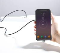 Câble USB en forme de U à 90 degrés, 1 m, chargeur rapide tressé TPE 2-en-1 Micro et Type-C pour mobile et gaming - Noir