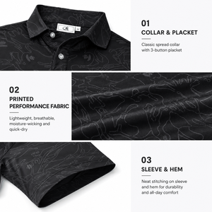 Men's <b>Black</b> Golf <b>Polo</b> Shirt Short Sleeve Camo Print Quick Dry Breathable Stretch Sportswear Outdoor Casual Golf Wear Ready - Product Image 4