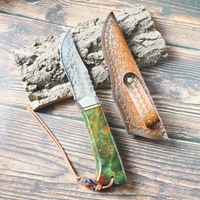 LHZF001 Clip Point VG10 Damas Acier Lame Fixe Chasse Camping Couteau Mammouth Dents Stable Manche en bois Couteaux de transport quotidien
