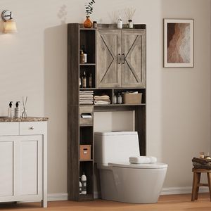 <span class=keywords><strong>Meuble</strong></span> <span class=keywords><strong>de</strong></span> <span class=keywords><strong>rangement</strong></span> WC en bois durable, design rustique, double porte, porte-rouleau <span class=keywords><strong>de</strong></span> papier toilette amovible, gain <span class=keywords><strong>de</strong></span> place, appartement, hôtel - Product Image 3