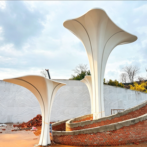 Installation d'art métallique moderne pour place urbaine, grande sculpture d'arbre abstraite en acier inoxydable, architecture paysagère extérieure - Product Image 1