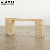 Meubles WISEMAX, meubles minimalistes italiens pour la maison, table d'entrée longue et étroite en travertin, table console pour couloir, villa