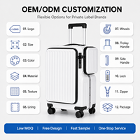 Valise à roulettes 20 pouces à ouverture latérale, cadre en aluminium, personnalisable avec logo, idéale pour les voyages d'affaires – Vente en gros directe usine