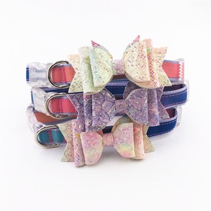 Correa de Collar para perro de diseño brillante, collares de lujo para mascotas, lazo hecho a mano, Collar para perro con correa y cinta - Product Image 1