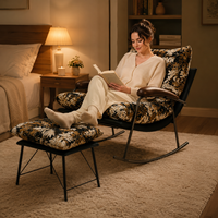 Fauteuil à bascule compact en cuir écologique pour coin lecture, mobilier commercial