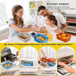 Forro De Silicone Reutilizável Popular Rectangular Air Fryer Cesta Reciclável Food Mat para Grill Baking Tray Borracha <span class=keywords><strong>Home</strong></span> Appliance - Product Image 4