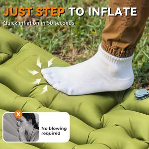 Matelas de camping auto-gonflant ultraléger avec pompe à pied intégrée, oreiller, extra épais, compact, en nylon, pour un gonflage rapide - Product Image 3