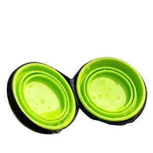 Pet <b>Bowl</b> Eco-Friendly Silicone Travel <b>Bowl</b> Travel Collapsible Silicone Dog Water <b>Bowl</b> 2-Piece Portable Set Zipper Travel <b>Bag</b> - Product Image 1