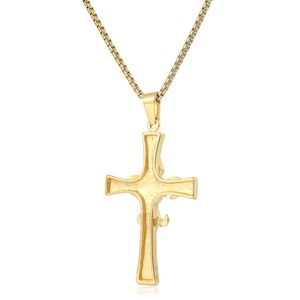 yunnique <b>Cross</b> Pendant Necklace Titanium Steel Gold Unisex Hip Hop Jewelry Geometric Design 60cm <b>Chain</b> - Product Image 3
