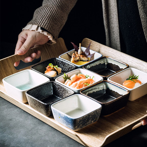 Japanische Vintage Keramik Square Snack Dish für Dip oder Gewürz platte - Product Image 2