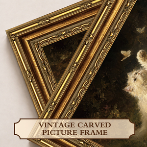 Cuadro en Lienzo con Marco Dorado Vintage Ornamentado, Pintura al Óleo de Gatito Blanco Esponjoso Perseguiendo Mariposas, Decoración Rústica para Cabaña en la Pradera, OEM ODM - Product Image 6