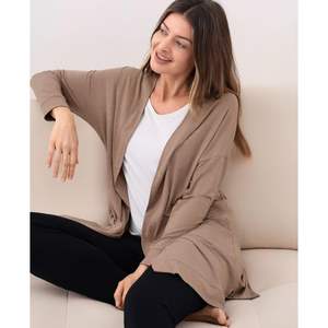 Cardigan ouvert sur le devant pour femme, manches longues, léger, en viscose de bambou, veste décontractée avec poches - Product Image 6