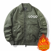 Blouson aviateur pour homme OEM ODM, col à revers, rembourré, automne-hiver, logo personnalisé