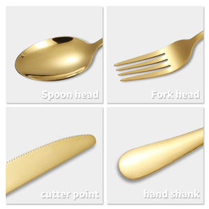 Vendedor superior de lujo 24 piezas de cubiertos de oro Juego de cubiertos Cuchara y tenedor Juego de cuchillos de acero inoxidable portátil dorado 24 piezas Juego de cubiertos - Product Image 5