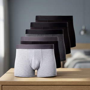 5 Pack <b>Men's</b> Boxer Briefs Solid Color Cotton Blend Stretch Waistband <b>Underwear</b> - Product Image 3
