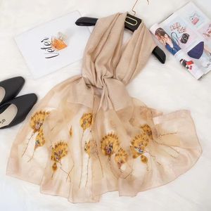 Hochauflösendes Mehrfarbiges Diamant-Besticktes Seiden-Kopftuch Atmungsaktiv Antibakteriell Langes Kopftuch Blumenmuster Digitaldruck Traditionell - Product Image 5