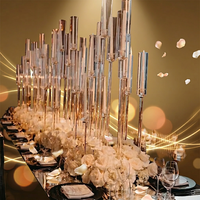 FOSUN Chandelier en verre acrylique cristallin fait main, durable et écologique, support de fleurs, centre de table pour mariage et fête
