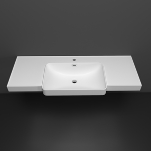 Lavabo Rectangular Moderno y Minimalista de Color Blanco con Lavabo de Piedra Artificial de Borde Ultrafino Ecológico para Baños de Hotel - Product Image 3