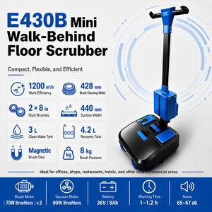 New Mini <b>Walk</b> Behind Self-Propelled Floor Scrubber E430B Cordless Lithium Battery Cleaning <b>Machine</b> LED Light for Workshop Office - Product Image 4