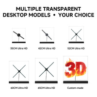 Ventilateur holographique 3D transparent en acrylique pour comptoir de vente au détail et présentation de produits