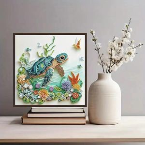Kit di Pittura a Olio con Forma Speciale di Tartaruga Marina, Set di Pittura Impressionista 5D per Adulti, Kit di Pittura con Cristalli Fai-da-Te per Principianti - Product Image 5