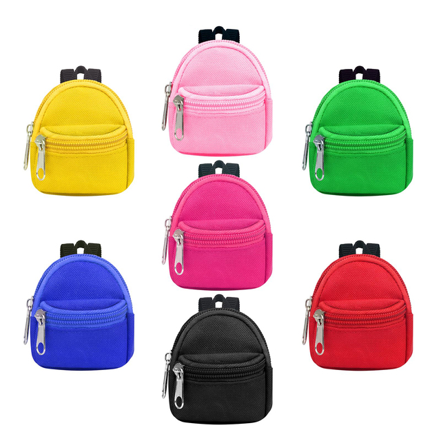 Small Schoolbag Keychain with Shoulder Zipper Mini Backpack and Keyring Cute Doll Coin Purse Pendant