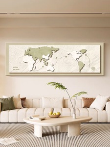 Mappa del Mondo Dipinta su Arenaria, Arte Murale 3D in Legno Fatta a Mano, Dipinto in Rilievo MDF per Soggiorno e Arredamento Casa - Product Image 4