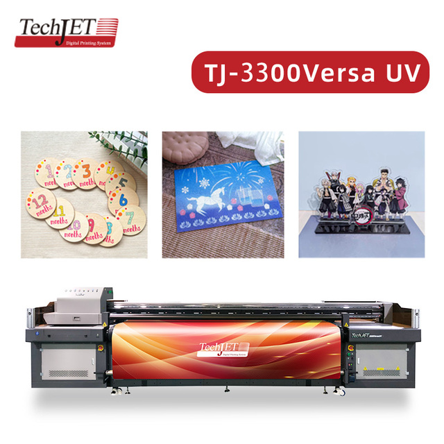 Versatile 3.3m TechJET 3300VersaUV Hybrid Printer: Konica Minolta, White Ink for CMYK+White, Prints on Rigid & Flexible Media