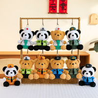 SongshanToys Vente en gros Personnalisé Pendentif Ours en peluche policier Mini figurines de police et de médecin en peluche Porte-clés sac uniforme cadeau pour enfants