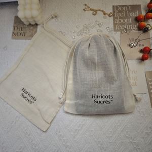 Custom Logo Printed Cotton Gauze Jewelry <b>Candle</b> Bag Organic Drawstring Christmas Gift Dust Pouch Shoes Cloth Packaging Pouch - Product Image 5
