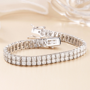 Pulsera de Lujo Hiphop con Cadena de Tenis de 2 Filas, Chapada en Rodio, Unisex, Plata 925, Engaste de Garra, Moissanita VVS, Certificación GRA - Product Image 3