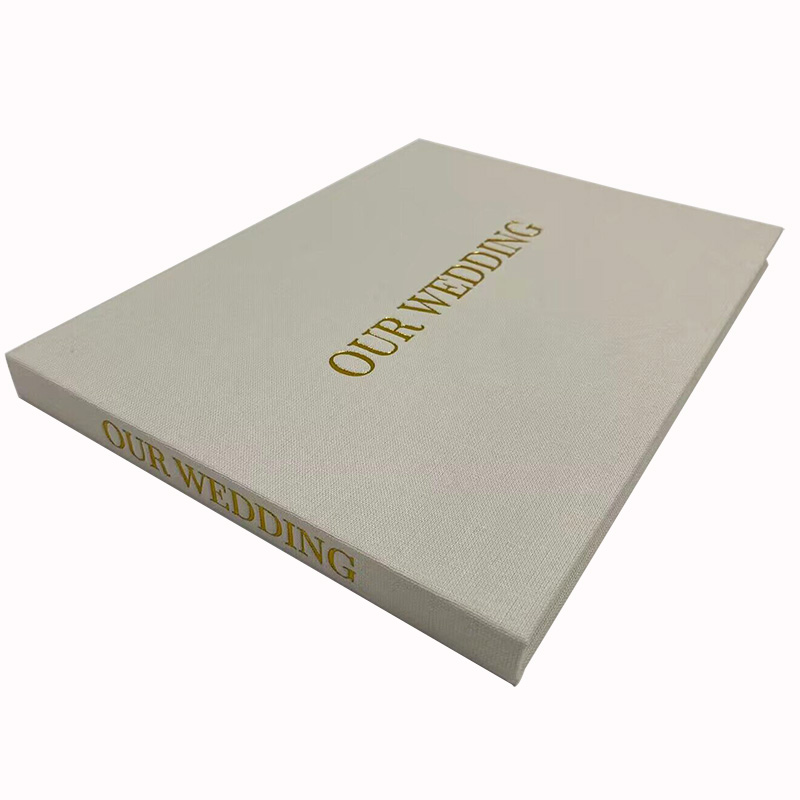 Electronic wedding favors memory book hard cover linen material with golden foil stamping