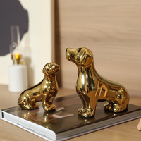 Statue de chien en céramique argentée, sculpture minimaliste de teckel, ornement décoratif artisanal pour étagère de maison ou de bureau