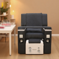 Fauteuil de spa pour les pieds avec connexion pour tuyauterie, dossier réglable, lit d'extension pour cils, fauteuil de pédicure et de manucure de luxe
