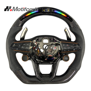 Volante de fibra de carbono LED personalizado para Seat Cupra Leon ST Formentor VZ Tavascan Born Ibiza FR con empuñaduras de microfibra - Product Image 1
