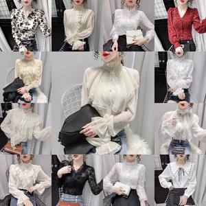 Camicia primavera donna abbottonata in seta <span class=keywords><strong>di</strong></span> <span class=keywords><strong>raso</strong></span> Top alla moda a maniche lunghe con scollo a V <span class=keywords><strong>blusa</strong></span> Vintage in <span class=keywords><strong>raso</strong></span> - Product Image 6