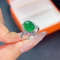 Factory Wholesale Custom 925 Sterling Silver Gold Plated Oval Cut Agate8x10mm Luxury Gemstone Ring Engagement Gift Party Wedding
