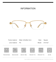Gafas Borregls de cuerno de búfalo para hombre, monturas cuadradas de diseñador de marca, gafas de lujo para mujer, monturas ópticas 8101027