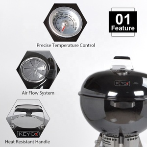 <span class=keywords><strong>KEYO</strong></span> Barbecue de 22.5 pouces barbecue barbecue extérieur en métal acier charbon de bois barbecue bouilloire grilles - Product Image 3