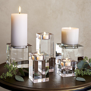 Misura su misura cubo di lusso moderno di nozze decorazioni da tavola in cristallo solido candelabro portacandele trasparenti portacandele - Product Image 2