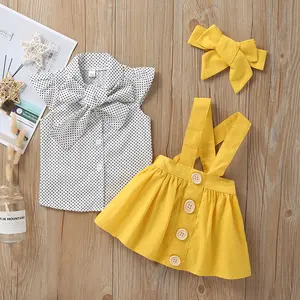 Pakaian Anak Perempuan OEM Grosir 2 Potong Setelan Rok Cocok Setelan Baju Katun Bayi