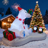 Hélicoptère de Noël gonflable lumineux avec Père Noël gonflable sur un avion, décoration de fête de Noël parfaite